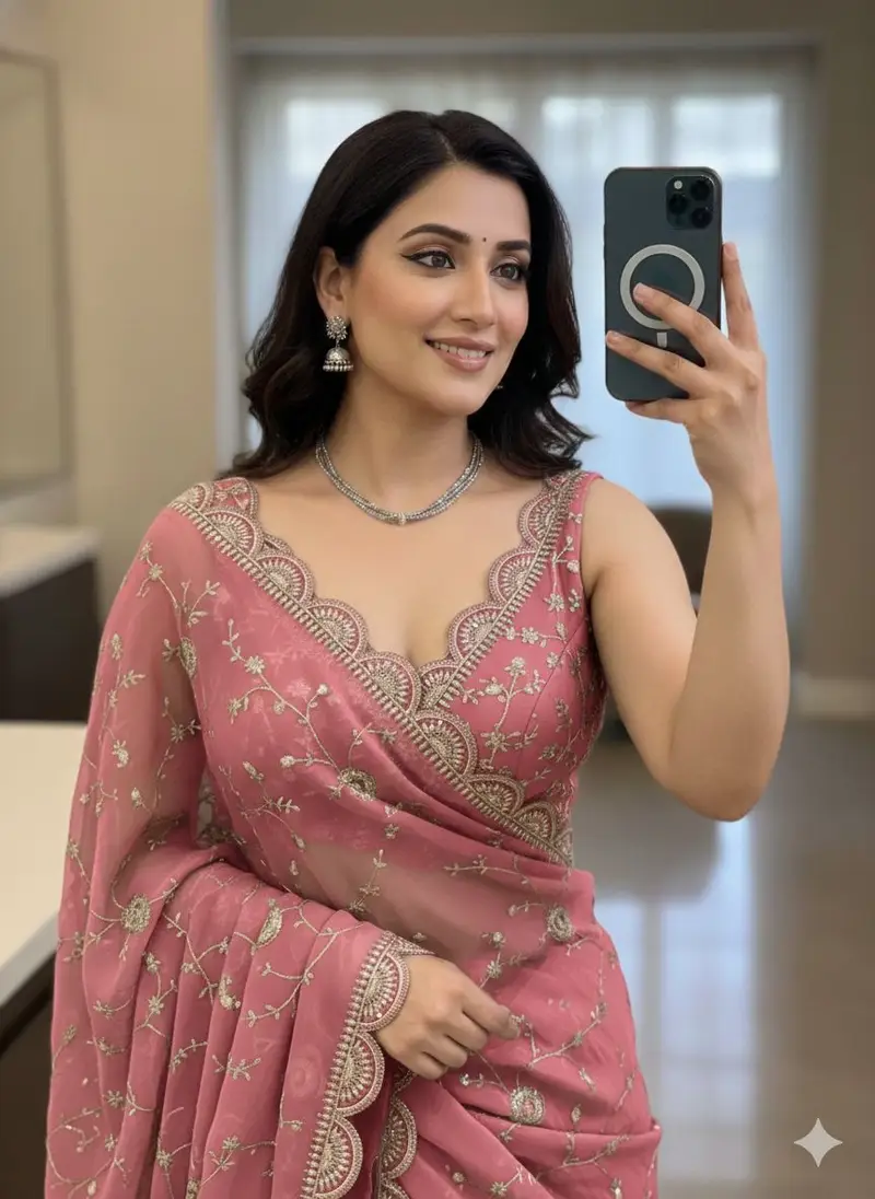 Moss Chiffon multi sequential saree - Image 3 in Hyderabad